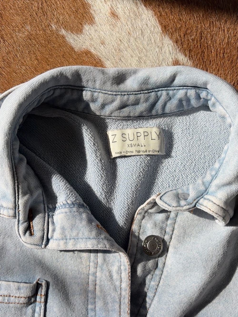 Z Supply Light Wash Denim Shacket in Pale Blue Set - Picture 2 of 6